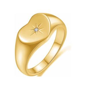 18k Diamond Heart Signet Ring Luxurious Gold